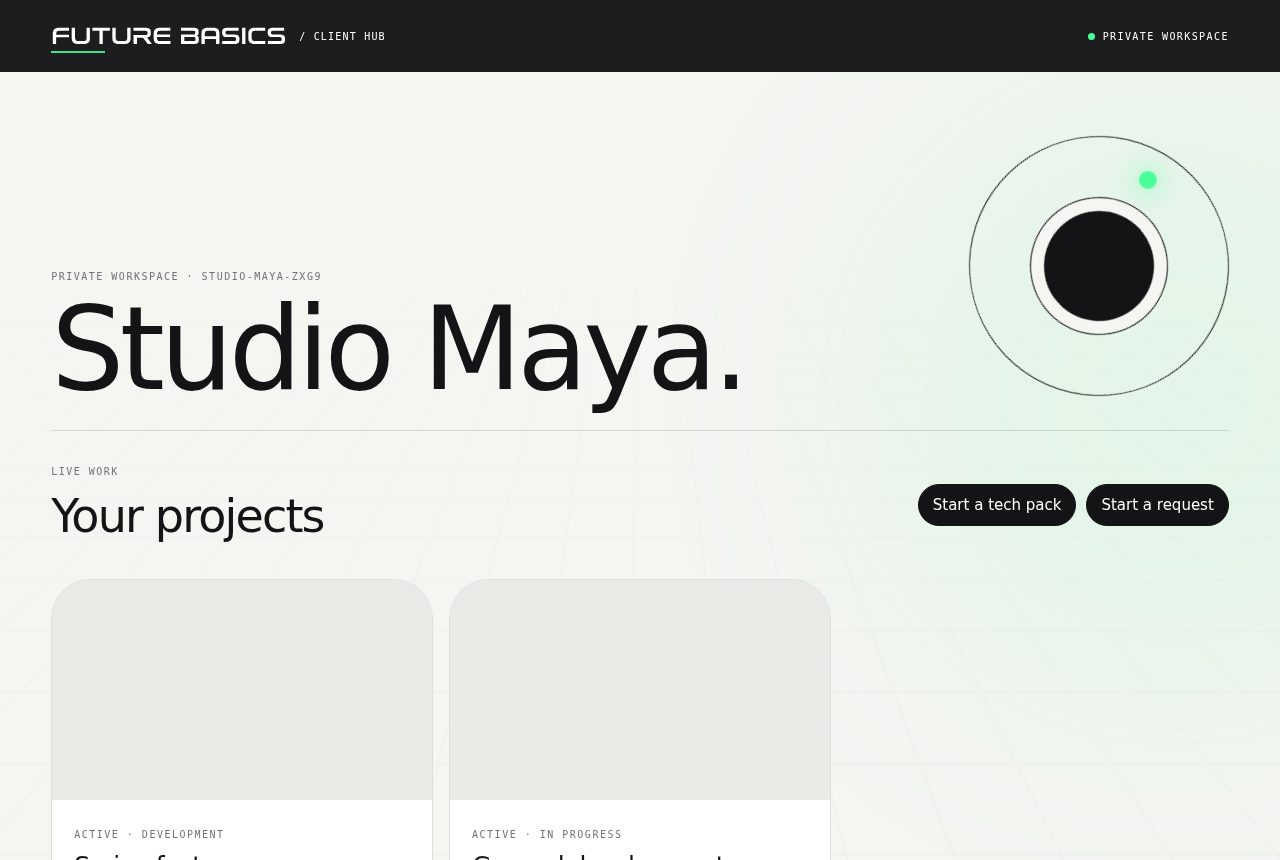 The projects page with the Start a tech pack button