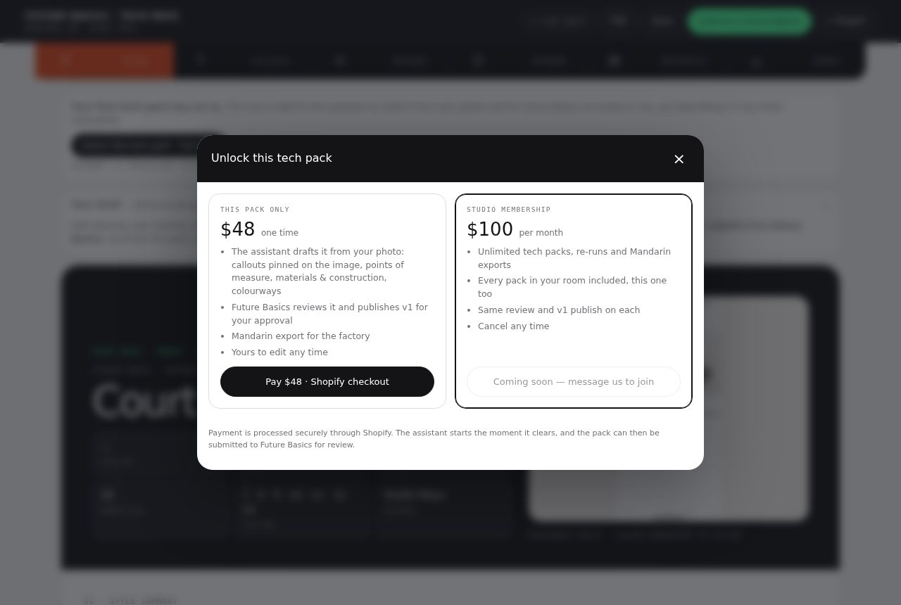 The unlock choice: this pack for $48 or the studio membership for $100 a month